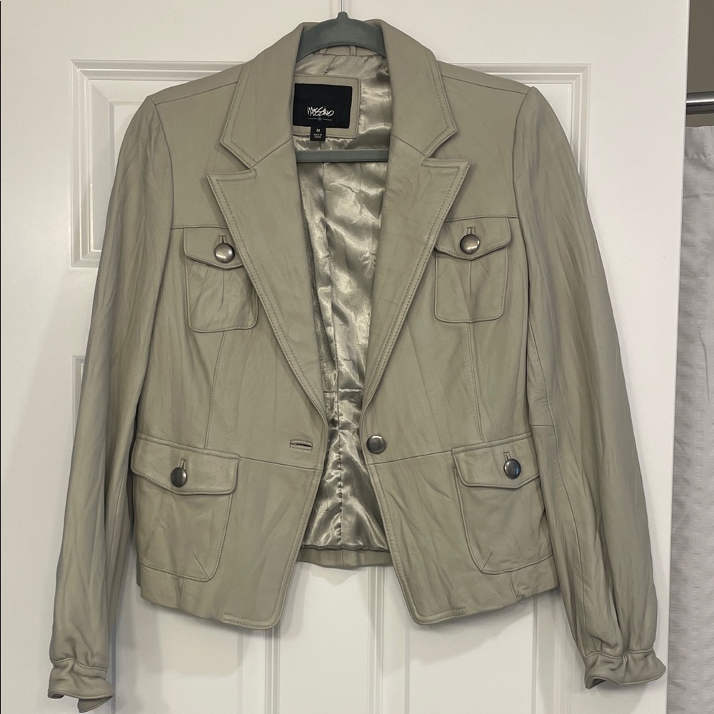 Women's Cream Leather Blazer